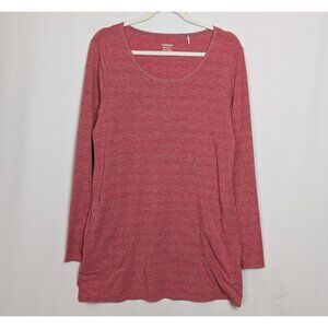 Toad & CO Dress sz. M Pink Strip Long Sleeve Stretch Pocket Casual Knee Length